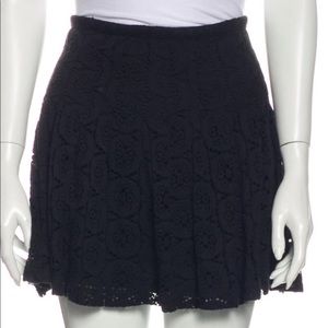 Sea New York Black Pleated Crochet Cotton Mini Skirt